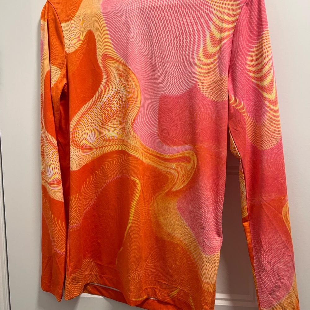 Vibrant Orange and Pink Long Sleeve Top